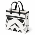 Borsa regalo in carta 30 x 12 x 25 cm bianco nero con manici in nastro stile personaggio