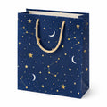 Sacchetto regalo 26 x 12 x 32 cm in carta blu con manici in corda - motivo celeste