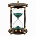 Clessidra decorativa 45 cm in vetro e legno marrone con sabbia verde stile classico