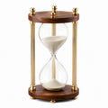 Clessidra decorativa 35 cm in vetro legno e metallo dorato per tavolo