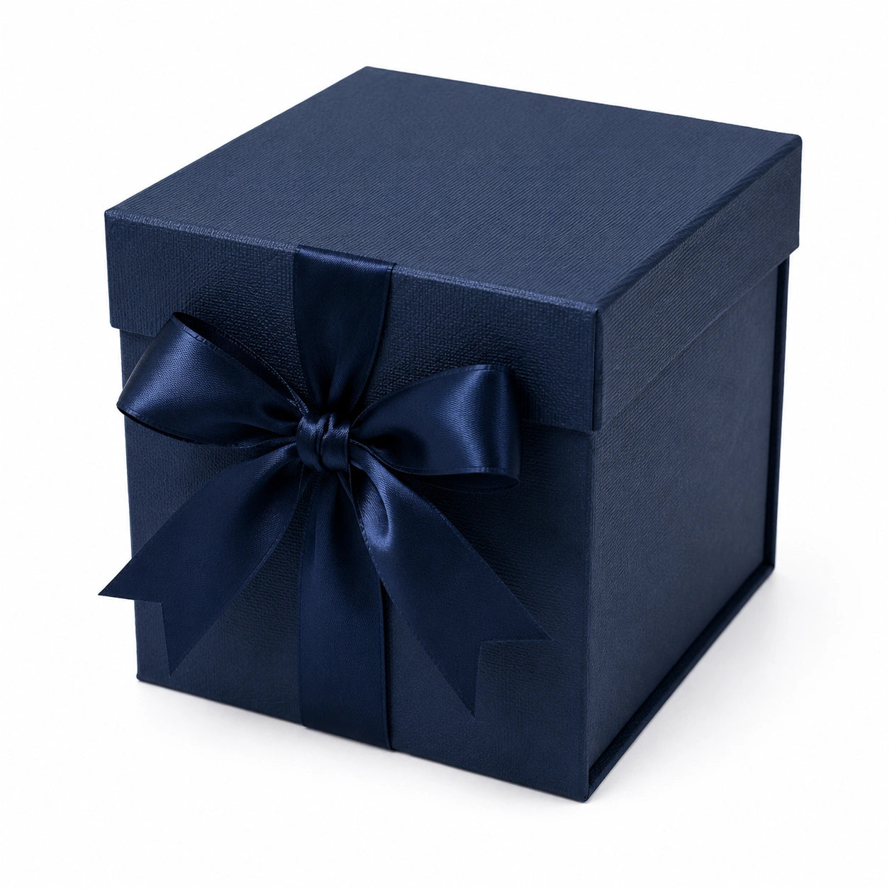 Scatola regalo 20 x 20 x 20 cm in cartone blu navy con nastro decorativo