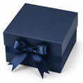 Scatola regalo 20 x 20 x 10 cm in cartone blu navy con nastro decorativo - confezione elegante