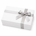 Scatola regalo 30 x 20 x 10 cm in cartone bianco e argento con fiocco decorativo