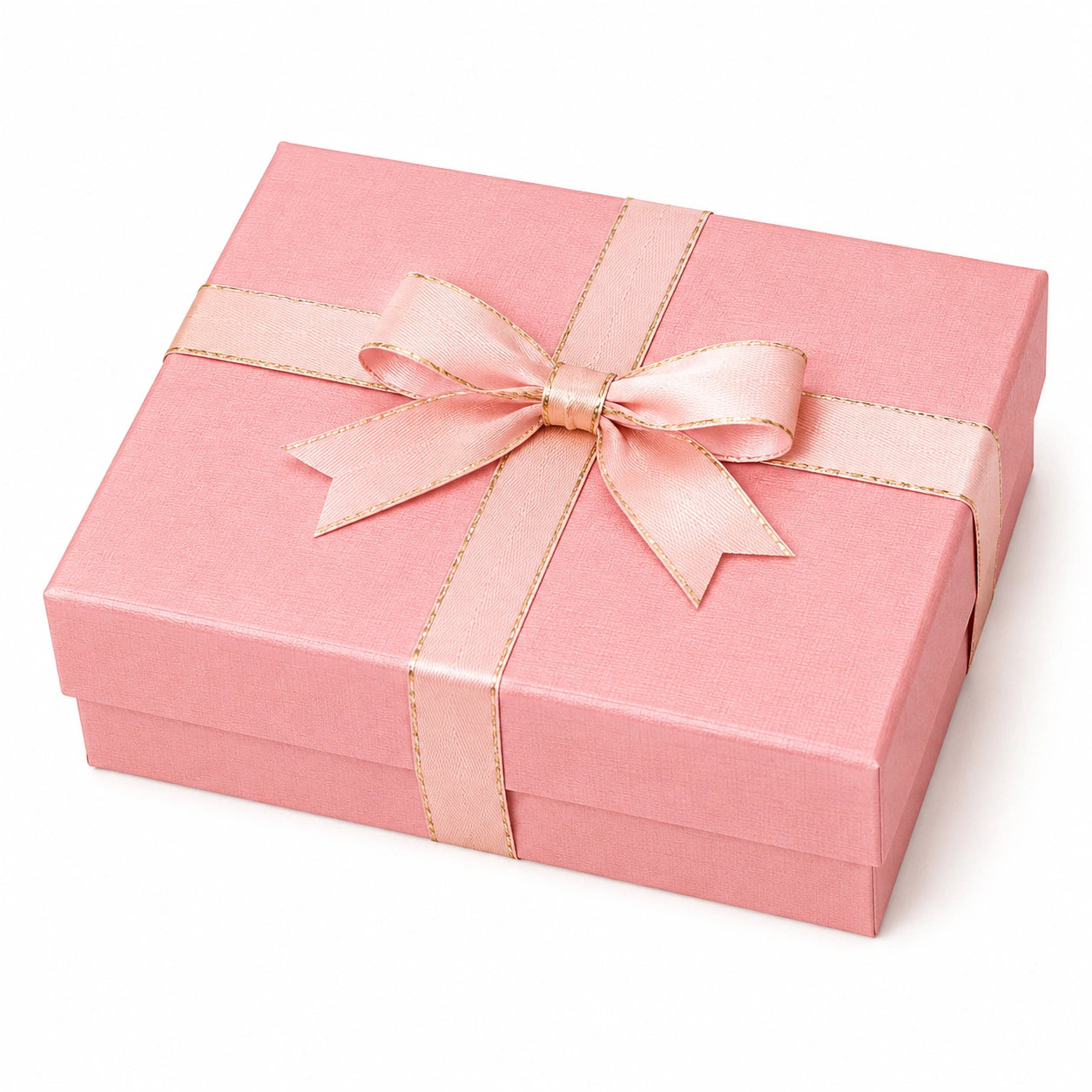 Scatola regalo 24 x 18 x 8 cm in cartoncino rosa con nastro di raso - chiusura con coperchio