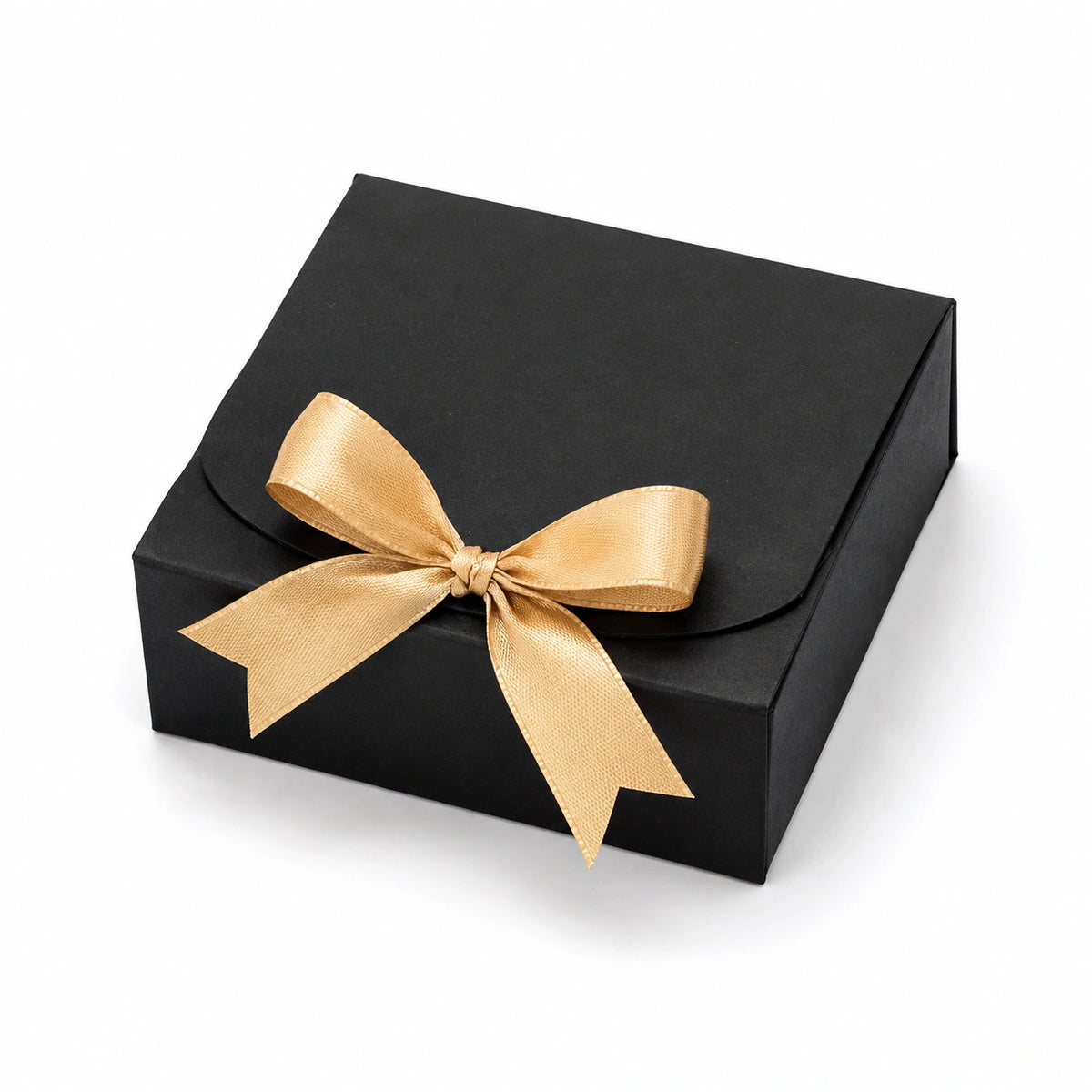 Scatola regalo 20 x 15 x 6 cm in cartoncino nero e oro con fiocco decorativo