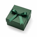 Scatola regalo 15 x 15 x 8 cm in cartone verde con nastro satinato stile elegante