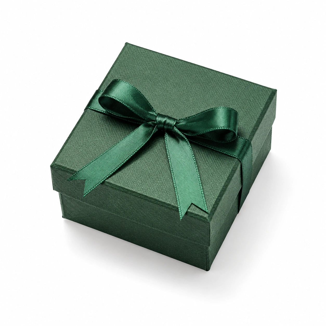 Scatola regalo 15 x 15 x 8 cm in cartone verde con nastro satinato stile elegante