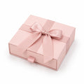 Scatola regalo 20 x 20 x 7 cm in cartone rosa con nastro in raso - chiusura a cassetto