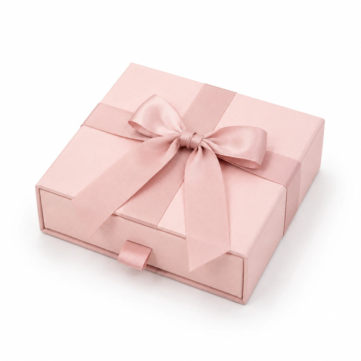 Scatola regalo 20 x 20 x 7 cm in cartone rosa con nastro in raso - chiusura a cassetto